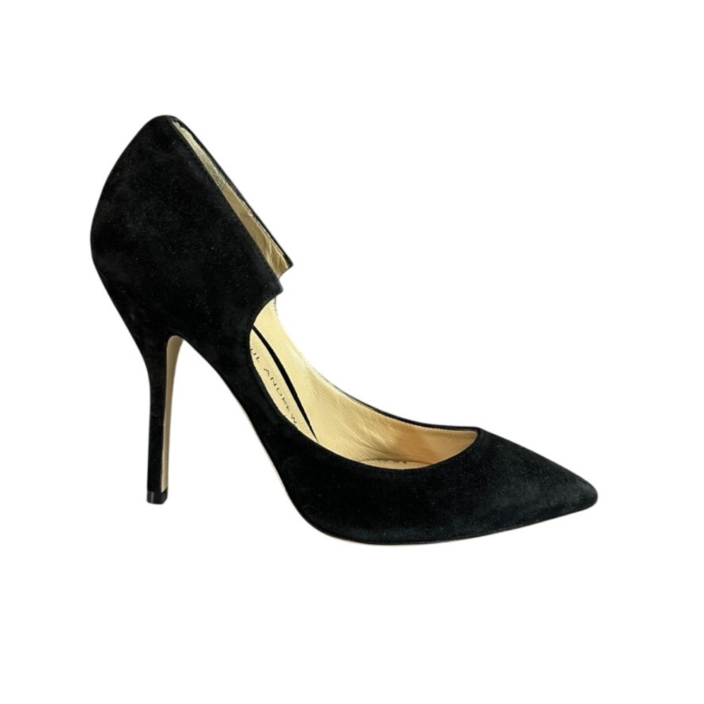 Paul Andrew Black Suede d'Orsay Pointed Toe Stiletto Pumps Heels Size 36 Italy